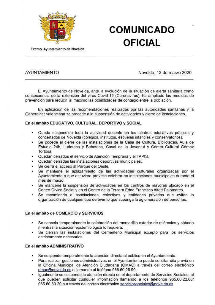 Ayuntamiento de Novelda 0001-1-724x1024 Comunicado Oficial del Ayuntamiento de Novelda para la prevención del Coronavirus 