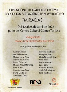 Ayuntamiento de Novelda 2022-04-12-18-Exposicion-Miradas-CCGT-218x300 Exposició fotogràfica col·lectiva de l'Associació fotogràfica de Novelda (AFN) ‘’MIRADES’’ 